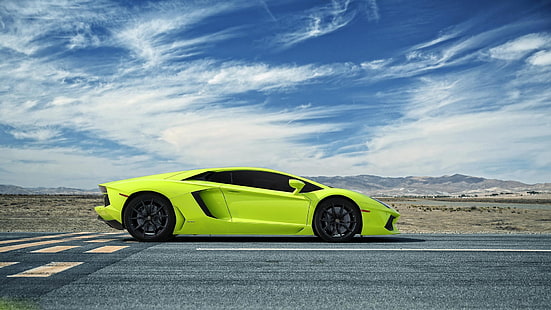Lamborghini Aventador supercar verde vista laterale, lamborghini aventador verde, Lamborghini, verde, Supercar, lato, vista, Sfondo HD HD wallpaper