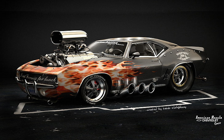 muscle car nera, auto, hot rod, american muscle, Chevrolet Camaro 1969, Sfondo HD