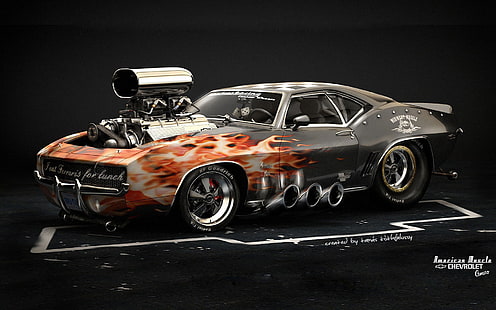 czarny muscle car, Samochód, Hot Rod, American Muscle, Chevrolet Camaro 1969, Tapety HD HD wallpaper