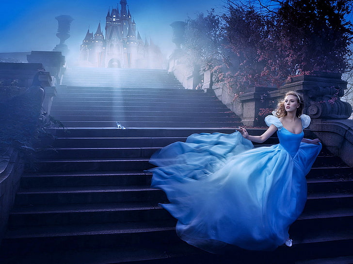 Annie Leibovitz Disney, vestido azul Cinderela para mulher, 3D, Personagens, desenho animado, disney, HD papel de parede