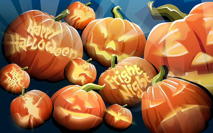 Halloween pumpkins, happy halloween fright night poster, Halloween, Pumpkin, HD wallpaper