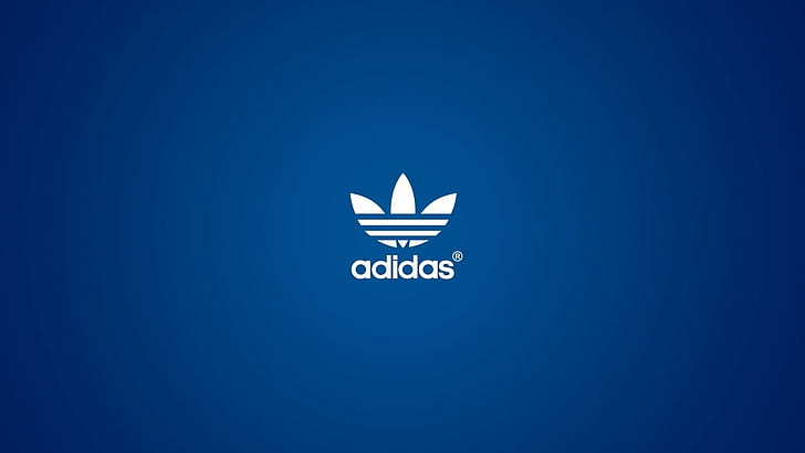 Adidas, Logo, Blue background, HD wallpaper