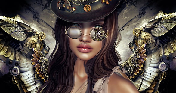 Fantasy, Women, Girl, Steampunk, Wings, Woman, HD wallpaper HD wallpaper