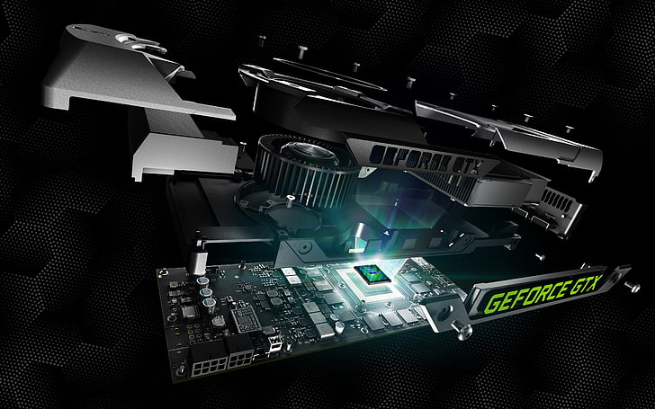 การ์ดแสดงผล GeForce GTX สีดำ, Nvidia, GPU, GeForce, คอมพิวเตอร์, เกม PC, กราฟิกการ์ด, เทคโนโลยี, วอลล์เปเปอร์ HD