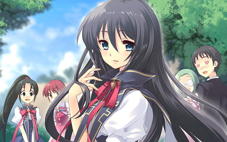 female anime character with black hair illustration, anime girls, anime, HD wallpaper