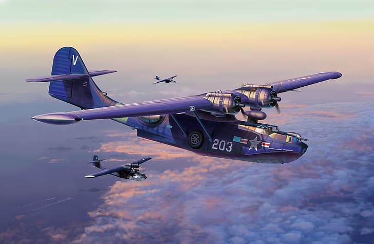 Вторая мировая война, война, военные, самолеты, самолет, военный самолет, гидросамолет, ВМС США, PBY Catalina, Consolidated PBY Catalina, США, Летающая лодка, воздушные силы, HD обои