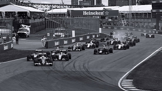 Formula 1, Ferrari F1, Mercedes F1, Canada, ขาวดำ, แทร็คการแข่งขัน, รถแข่ง, รถยนต์, ยานพาหนะ, กีฬา, กีฬา, วอลล์เปเปอร์ HD HD wallpaper