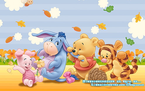 푸우 티거 새끼 돼지와 Eeyore 작은 아기 만화 배경 Hd 해상도 1920 × 1200, HD 배경 화면 HD wallpaper