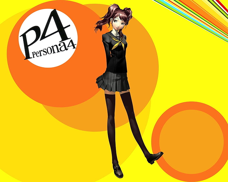 ภาพประกอบตัวละคร Persona 4, บุคคลที่ 4, การเพิ่มขึ้นของคุจิคาวะ, เด็กผู้หญิง, สีน้ำตาล, กระโปรง, ถุงน่อง, พื้นหลัง, วอลล์เปเปอร์ HD