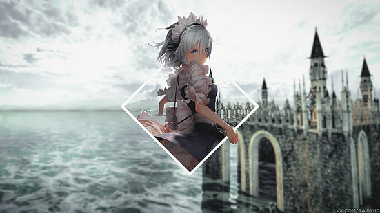 Anime, Anime Mädchen, Bild-in-Bild, Izayoi Sakuya, HD-Hintergrundbild HD wallpaper