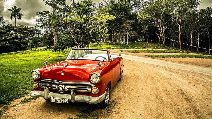 кола, класическа кола, автомобилен дизайн, ретро кола, класика, антична кола, превозно средство, Куба, дърво, гора, HD тапет