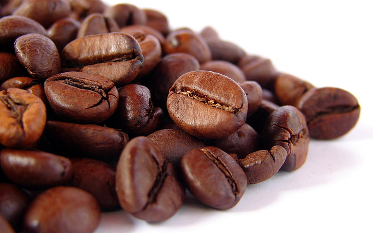 bunch of coffee beans, close-up, grain, beans, HD wallpaper