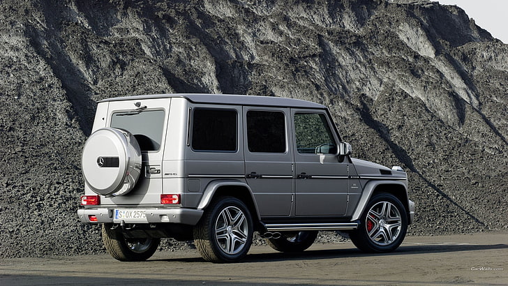 gray and black Jeep Wrangler, Mercedes G-Class, car, Mercedes Benz, Jeep, silver cars, vehicle, HD wallpaper