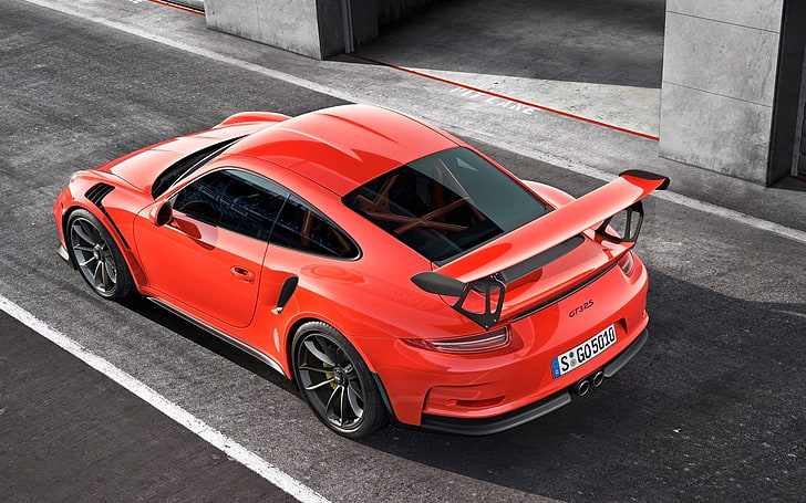 coupé rossa con spoiler, Porsche, Porsche 911 GT3 RS, Porsche 911, macchine rosse, Sfondo HD