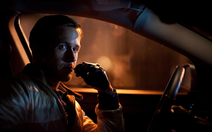 men's white leather jacket, machine, movie, the film, UK, actor, salon, Drive, Ryan Gosling, HD wallpaper