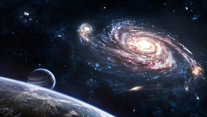 galáxias do espaço sideral 1600x900 Galáxias espaciais HD Art, galáxias, espaço sideral, HD papel de parede
