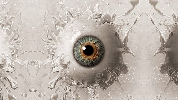 eye illustration, eyes, digital art, HD wallpaper