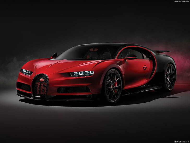 Bugatti Chiron Sport, кола, червени автомобили, превозно средство, HD тапет