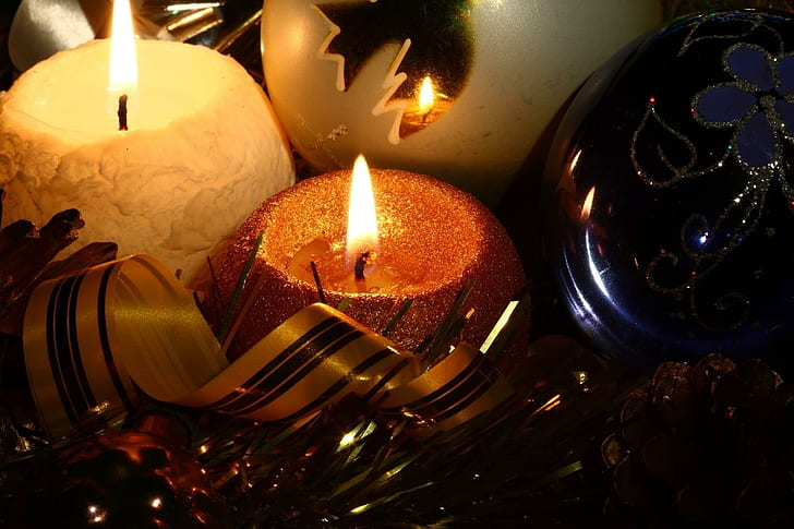 new year, christmas, candle, attribute, fire, cosiness, new year, christmas, candle, attribute, fire, cosiness, HD wallpaper