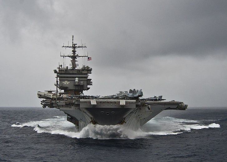 modelo a escala de barco blanco y negro, barco, USS Enterprise (CVN-65), portaaviones, vehículo, militar, Fondo de pantalla HD