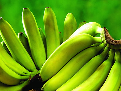 зеленые бананы, фрукты, бананы, фрукты, травы, HD обои HD wallpaper
