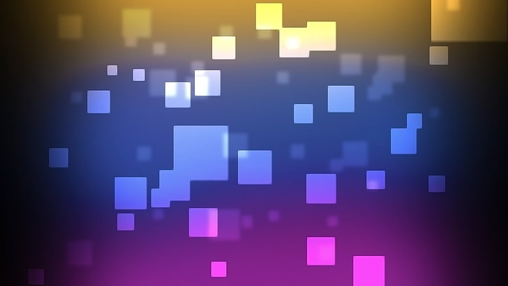 Fondo de pantalla digital de bloques de píxeles azules, púrpuras y amarillos, abstracción, patrones, pintura, colores, píxeles, 2560x1440, Fondo de pantalla HD