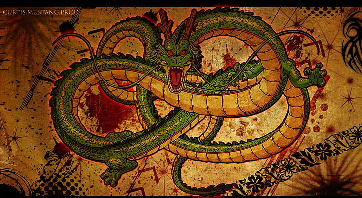 Chinese Dragon Drawing HD Wallpaper, Dragonball Shinron, Vintage, Drawing, Dragon, Chinese, Aggressive, HD wallpaper