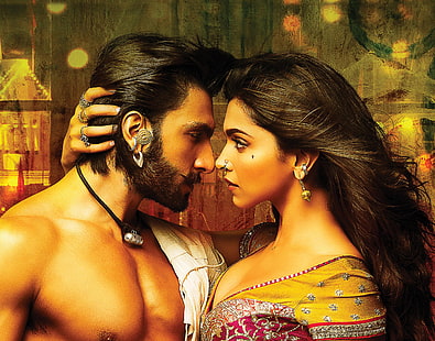 жена и мъж един срещу друг, Ranveer Singh, Deepika Padukone, Goliyon Ki Rasleela Ram-Leela, HD тапет HD wallpaper