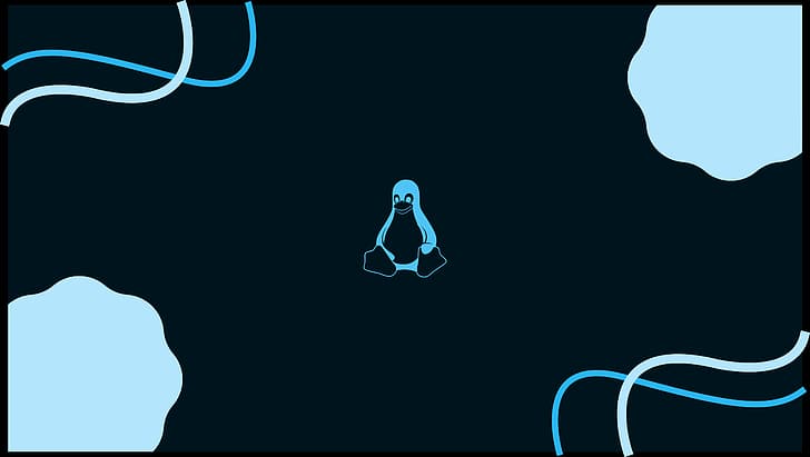 Linux, GNU, Unix, unixporn, minimalizm materiału, styl materiału, Arch Linux, łuk, pingwin, Tux, maskotka pingwina Tux, minimalizm, Ubuntu, Linux Mint, niebieski, niebieskawy, windows 11, jasnoniebieski, ciemne, ciemne tło, Tapety HD