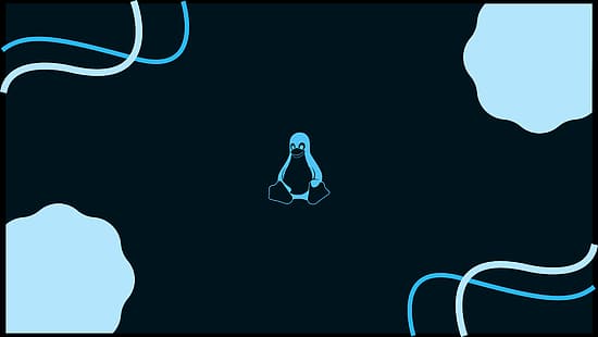 Linux, GNU, Unix, unixporn, matériel minimal, style matériel, Arch Linux, arc, Pingouin, Tux, Mascotte de pingouin Tux, minimalisme, Ubuntu, Linux Mint, bleu, bleuâtre, windows 11, bleu clair, sombre, fond sombre, Fond d'écran HD HD wallpaper