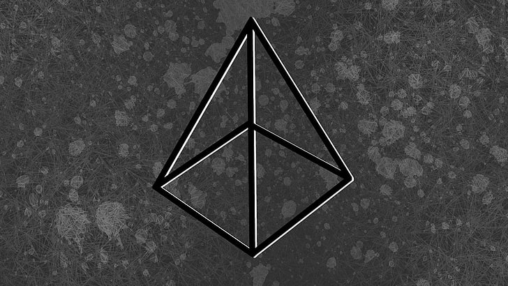 Etherium logo, abstract, optical illusion, geometry, monochrome, minimalism, digital art, HD wallpaper