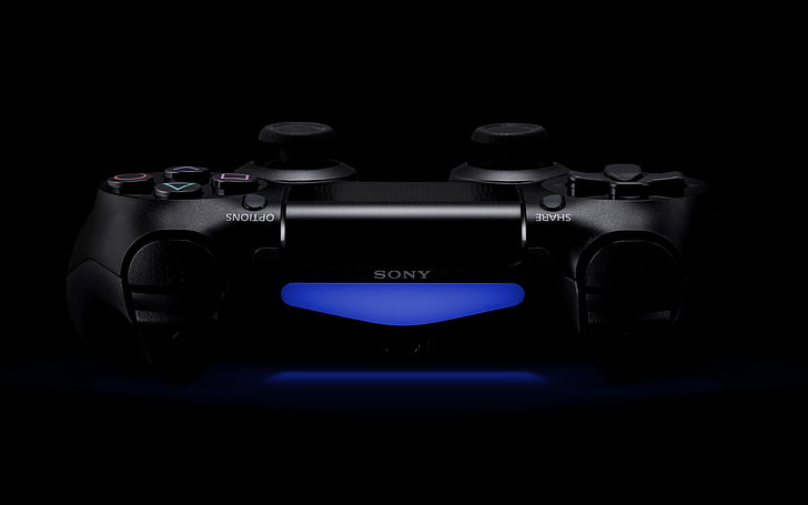 черен Sony безжичен контролер за игри, PlayStation, тъмен, видео игри, Sony, DualShock 4, DualShock, HD тапет