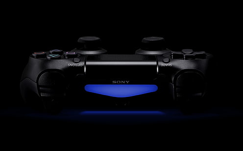 czarny bezprzewodowy kontroler do gier Sony, PlayStation, dark, gry wideo, Sony, DualShock 4, DualShock, Tapety HD HD wallpaper