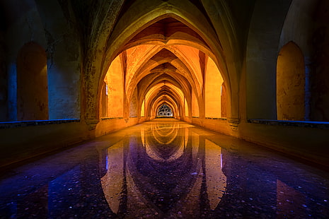 арка, архитектура, симетрия, Андалусия, Испания, HD тапет HD wallpaper