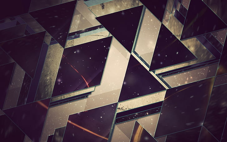 Triangles HD, black triangles and squares illustration, artistic, triangles, HD wallpaper