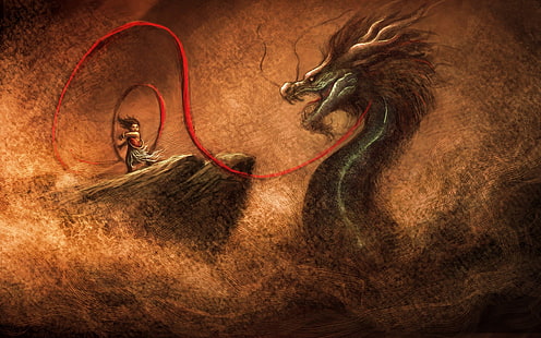 dragão, Nezha, dragão chinês, Jornada para o oeste, mitologia chinesa, HD papel de parede HD wallpaper