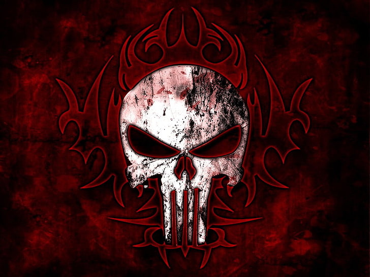 Логото на Punisher, Comics, Punisher, Dark, Skull, HD тапет