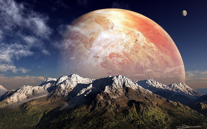 تصوير المناظر الطبيعية للجبل والخيال العلمي، خلفية HD