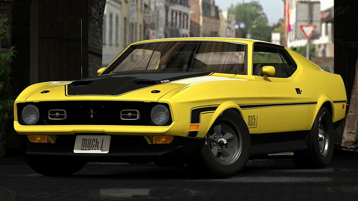 Ford, Ford Mustang Mach 1, Mobil, Fastback, Muscle Car, Yellow Car, Wallpaper HD