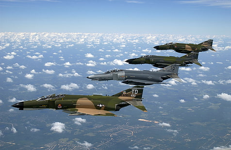 F 4, ВВС США, истребитель-бомбардировщик, истребитель Phantom 2, McDonnell Douglas F-4 Phantom II, HD обои HD wallpaper