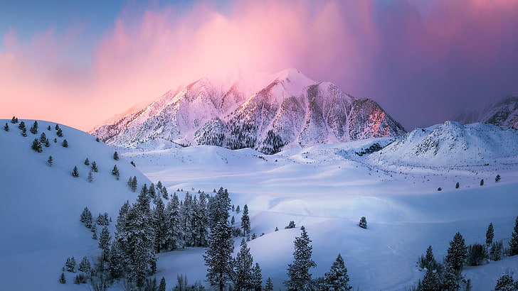 montagne de neige, neige, montagnes, paysage, Fond d'écran HD