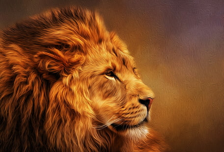 Cats, Lion, Oil Painting, HD wallpaper HD wallpaper