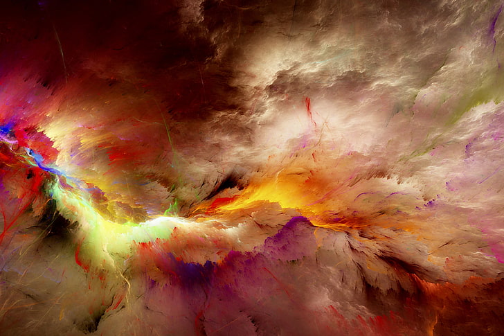 lukisan abstrak, awan, latar belakang, warna, abstrak, ruang, tidak nyata, Wallpaper HD