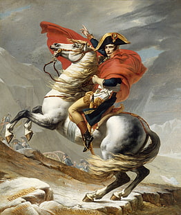 Jacques-Louis David, Bonaparte franchissant le Grand-Saint-Bernard, konstverk, oljemålning, Napoleon Bonaparte, HD tapet HD wallpaper