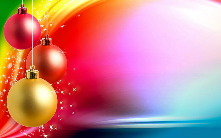 Holidays Christmas Vector Graphics Balls, three pink, orange, and yellow baubles artwork, miscellaneous, holidays, christmas, vector graphics, christmas balls, balls, HD wallpaper