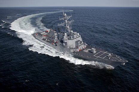 U.S. Navy, destroyer, sea, maneuver, Arleigh Burke-class, USS Jason Dunham, DDG-109, HD wallpaper HD wallpaper