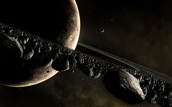 Saturno, espacio, roca, planeta, Fondo de pantalla HD