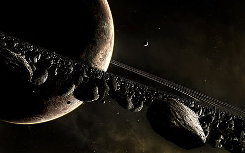 Saturn, kosmos, skała, planeta, Tapety HD HD wallpaper