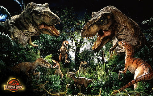 avventura, dinosauro, fantasy, film, foresta, giungla, giurassico, film, parco, poster, sci fi, Sfondo HD HD wallpaper