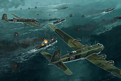 World War II, airplane, aircraft, military, military aircraft, Luftwaffe, Germany, Focke-Wulf, Focke-Wulf 200 Condor, HD wallpaper HD wallpaper